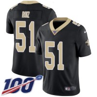 Nike New Orleans Saints #51 Cesar Ruiz Black Team Color Men's Stitched NFL 100th Season Vapor Untouchable Limited Jersey
