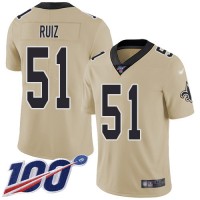 Nike New Orleans Saints #51 Cesar Ruiz Gold Men's Stitched NFL Limited Inverted Legend 100th Season Jersey
