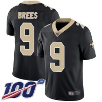Nike New Orleans Saints #9 Drew Brees Black Team Color Men's Stitched NFL 100th Season Vapor Limited Jersey