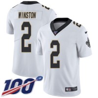 Nike New Orleans Saints #2 Jameis Winston White Men's Stitched NFL 100th Season Vapor Untouchable Limited Jersey