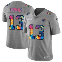 New Orleans New Orleans Saints #13 Michael Thomas Men's Nike Multi-Color 2020 NFL Crucial Catch NFL Jersey Greyheather