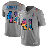 New Orleans New Orleans Saints #41 Alvin Kamara Men's Nike Multi-Color 2020 NFL Crucial Catch NFL Jersey Greyheather