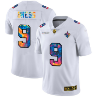 New Orleans New Orleans Saints #9 Drew Brees Men's White Nike Multi-Color 2020 NFL Crucial Catch Limited NFL Jersey