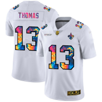 New Orleans New Orleans Saints #13 Michael Thomas Men's White Nike Multi-Color 2020 NFL Crucial Catch Limited NFL Jersey