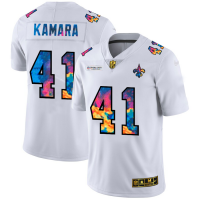 New Orleans New Orleans Saints #41 Alvin Kamara Men's White Nike Multi-Color 2020 NFL Crucial Catch Limited NFL Jersey