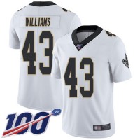 Nike New Orleans Saints #43 Marcus Williams White Men's Stitched NFL 100th Season Vapor Limited Jersey