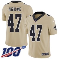 Nike New Orleans Saints #47 Alex Anzalone Gold Men's Stitched NFL Limited Inverted Legend 100th Season Jersey