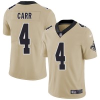 Nike New Orleans Saints #4 Derek Carr Gold Men's Stitched NFL Limited Inverted Legend Jersey