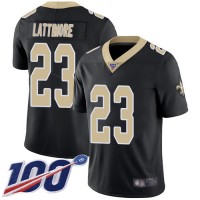 Nike New Orleans Saints #23 Marshon Lattimore Black Team Color Men's Stitched NFL 100th Season Vapor Limited Jersey