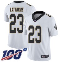 Nike New Orleans Saints #23 Marshon Lattimore White Men's Stitched NFL 100th Season Vapor Limited Jersey