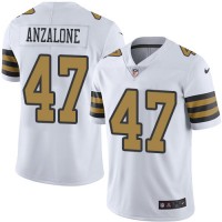 Nike New Orleans Saints #47 Alex Anzalone White Men's Stitched NFL Limited Rush Jersey