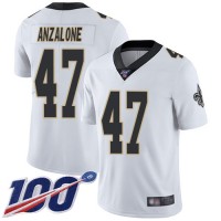 Nike New Orleans Saints #47 Alex Anzalone White Men's Stitched NFL 100th Season Vapor Limited Jersey