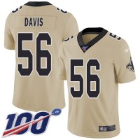 Nike New Orleans Saints #56 DeMario Davis Gold Men's Stitched NFL Limited Inverted Legend 100th Season Jersey