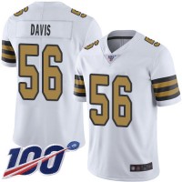 Nike New Orleans Saints #56 DeMario Davis White Men's Stitched NFL Limited Rush 100th Season Jersey