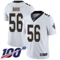 Nike New Orleans Saints #56 DeMario Davis White Men's Stitched NFL 100th Season Vapor Limited Jersey