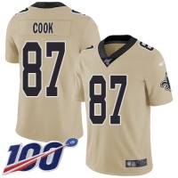 Nike New Orleans Saints #87 Jared Cook Gold Men's Stitched NFL Limited Inverted Legend 100th Season Jersey