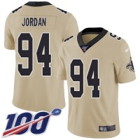 Nike New Orleans Saints #94 Cameron Jordan Gold Men's Stitched NFL Limited Inverted Legend 100th Season Jersey
