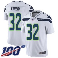 Nike Seattle Seahawks #32 Chris Carson White Men's Stitched NFL 100th Season Vapor Limited Jersey