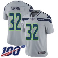 Nike Seattle Seahawks #32 Chris Carson Grey Alternate Men's Stitched NFL 100th Season Vapor Limited Jersey