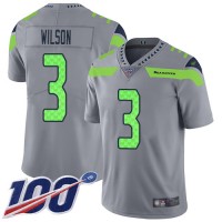 Nike Seattle Seahawks #3 Russell Wilson Gray Men's Stitched NFL Limited Inverted Legend 100th Season Jersey