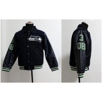Mitchell And Ness NFL Seattle Seattle Seahawks #3 Russell Wilson Authentic Wool Jacket