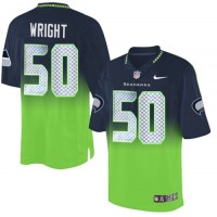 Nike Seattle Seahawks #50 K.J. Wright Steel Blue/Green Men's Stitched NFL Elite Fadeaway Fashion Jersey