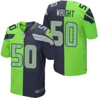 Nike Seattle Seahawks #50 K.J. Wright Steel Blue/Green Men's Stitched NFL Elite Split Jersey