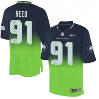 Nike Seattle Seahawks #91 Jarran Reed Steel Blue/Green Men's Stitched NFL Elite Fadeaway Fashion Jersey