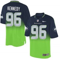 Nike Seattle Seahawks #96 Cortez Kennedy Steel Blue/Green Men's Stitched NFL Elite Fadeaway Fashion Jersey