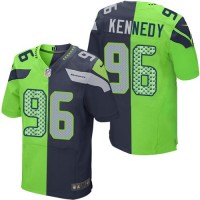 Nike Seattle Seahawks #96 Cortez Kennedy Steel Blue/Green Men's Stitched NFL Elite Split Jersey