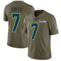 Nike Seattle Seahawks #7 Geno Smith Olive Men's Stitched NFL Limited 2017 Salute To Service Jersey