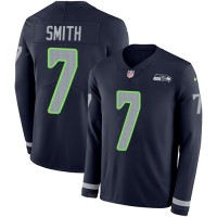 Nike Seattle Seahawks #7 Geno Smith Steel Blue Team Color Men's Stitched NFL Limited Therma Long Sleeve Jersey