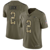 Nike Seattle Seahawks #2 Drew Lock Olive/Camo Men's Stitched NFL Limited 2017 Salute To Service Jersey