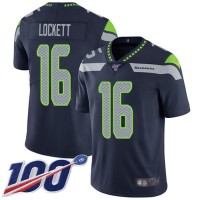 Nike Seattle Seahawks #16 Tyler Lockett Steel Blue Team Color Men's Stitched NFL 100th Season Vapor Limited Jersey
