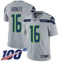 Nike Seattle Seahawks #16 Tyler Lockett Grey Alternate Men's Stitched NFL 100th Season Vapor Limited Jersey