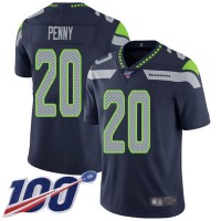 Nike Seattle Seahawks #20 Rashaad Penny Steel Blue Team Color Men's Stitched NFL 100th Season Vapor Limited Jersey