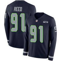Nike Seattle Seahawks #91 Jarran Reed Steel Blue Team Color Men's Stitched NFL Limited Therma Long Sleeve Jersey