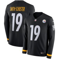 Men's Pittsburgh Steelers #19 JuJu Smith-Schuster Black Team Color Men's Stitched NFL Limited Therma Long Sleeve Jersey