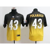 Nike Pittsburgh Steelers #43 Troy Polamalu Black/Gold Men's Stitched NFL Elite Fadeaway Fashion Jersey