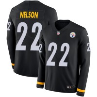 Nike Pittsburgh Steelers #22 Steven Nelson Black Team Color Men's Stitched NFL Limited Therma Long Sleeve Jersey
