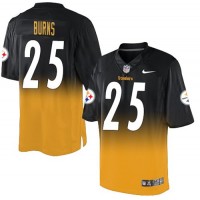 Nike Pittsburgh Steelers #25 Artie Burns Black/Gold Men's Stitched NFL Elite Fadeaway Fashion Jersey