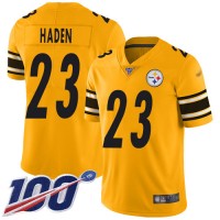 Nike Pittsburgh Steelers #23 Joe Haden Gold Men's Stitched NFL Limited Inverted Legend 100th Season Jersey