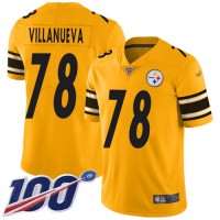 Nike Pittsburgh Steelers #78 Alejandro Villanueva Gold Men's Stitched NFL Limited Inverted Legend 100th Season Jersey