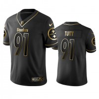Nike Pittsburgh Steelers #91 Stephon Tuitt Black Golden Limited Edition Stitched NFL Jersey