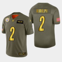 Nike Pittsburgh Steelers #2 Mason Rudolph Men's Olive Gold 2019 Salute to Service NFL 100 Limited Jersey