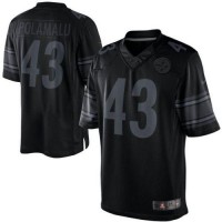 Nike Pittsburgh Steelers #43 Troy Polamalu Black Men's Stitched NFL Drenched Limited Jersey