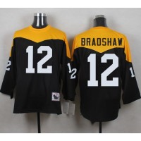 Mitchell And Ness 1967 Pittsburgh Steelers #12 Terry Bradshaw Black/Yelllow Throwback Men's Stitched NFL Jersey