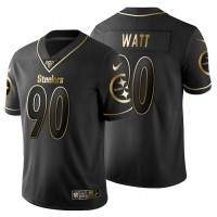 Pittsburgh Pittsburgh Steelers #90 T.J. Watt Men's Nike Black Golden Limited NFL 100 Jersey