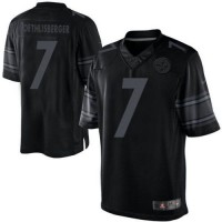 Nike Pittsburgh Steelers #7 Ben Roethlisberger Black Men's Stitched NFL Drenched Limited Jersey