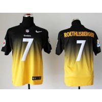 Nike Pittsburgh Steelers #7 Ben Roethlisberger Black/Gold Men's Stitched NFL Elite Fadeaway Fashion Jersey